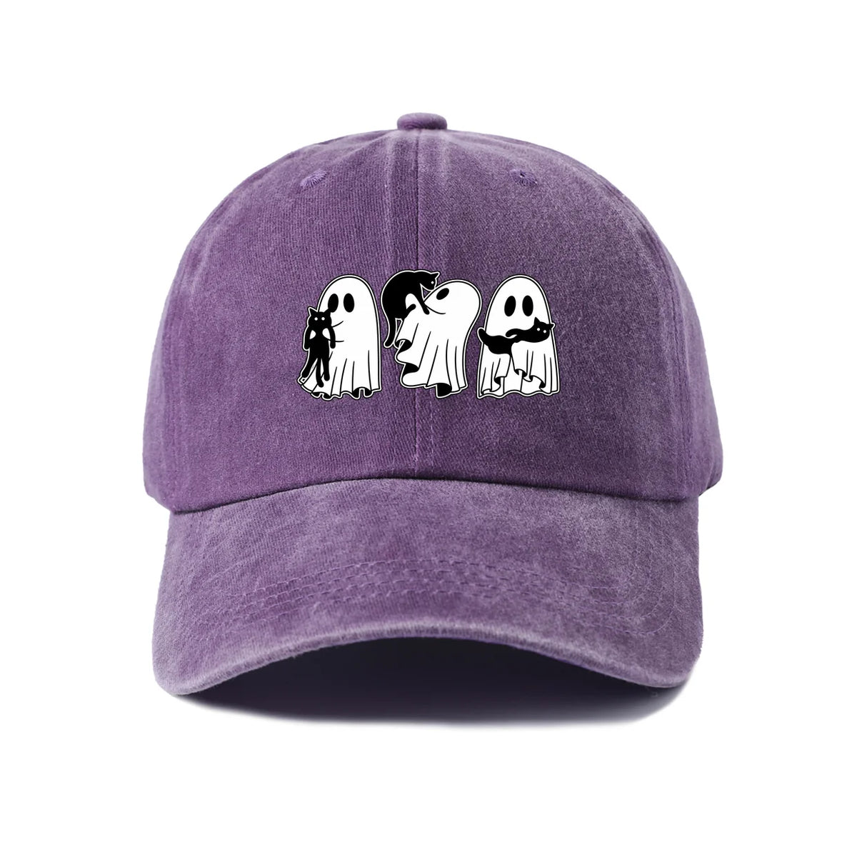 Vintage Washed Ghosts Holding Black Cats Graphic Baseball Cap