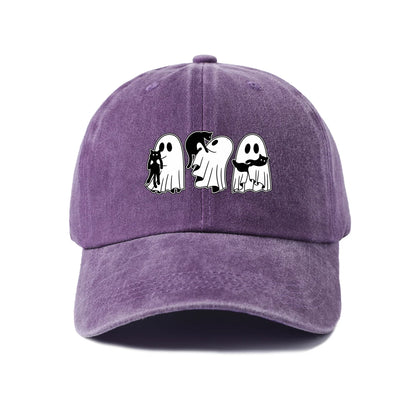 Vintage Washed Ghosts Holding Black Cats Graphic Baseball Cap