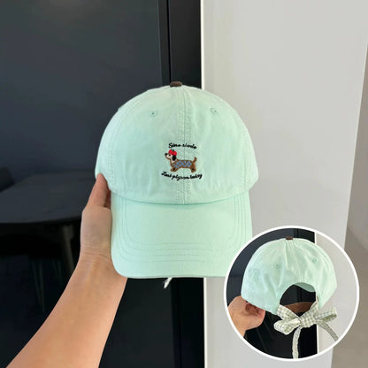 Embroidered Dog Bow Baseball Cap