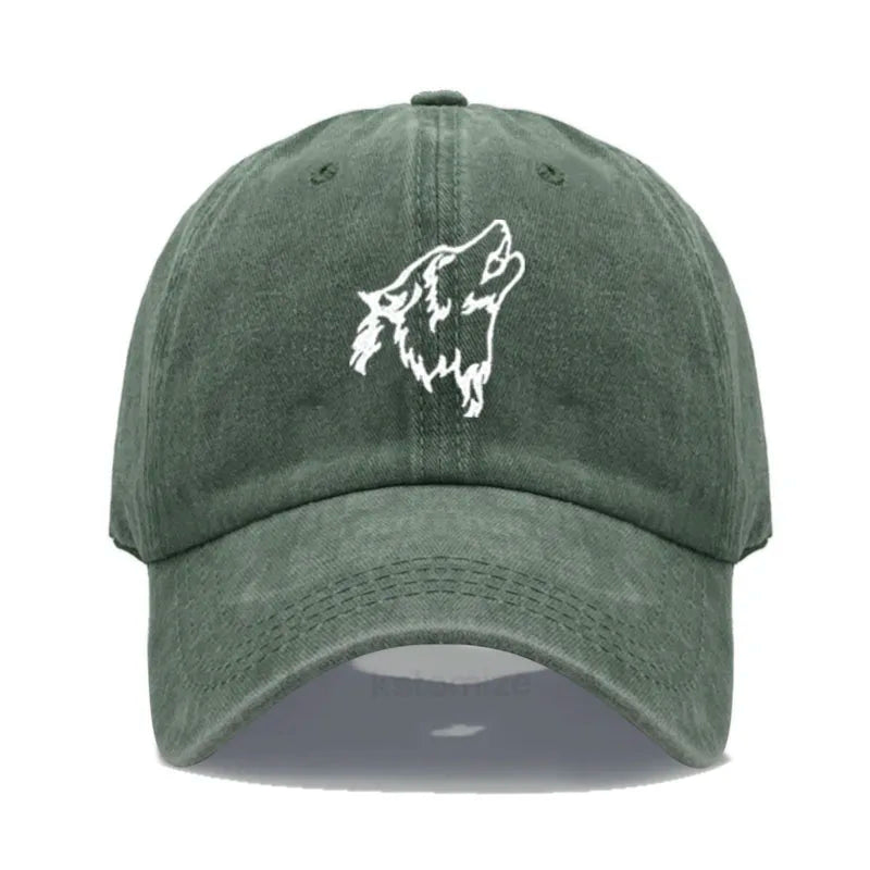 Wolf Embroidered Baseball Cap For Women Men