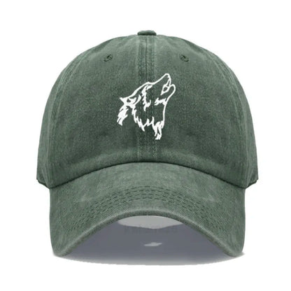 Wolf Embroidered Baseball Cap For Women Men