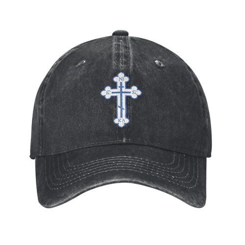Russian Orthodox Cross PrintDenim Cap Casual Baseball Caps