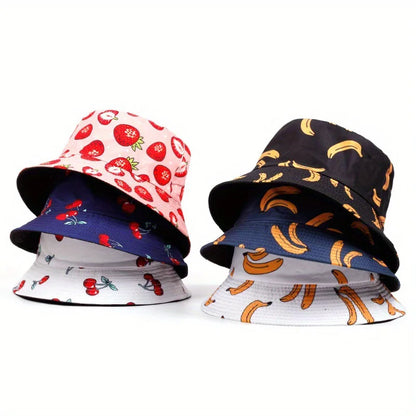 Classic Panama Hat Women Banana Printed Summer Hat Bucket Hat