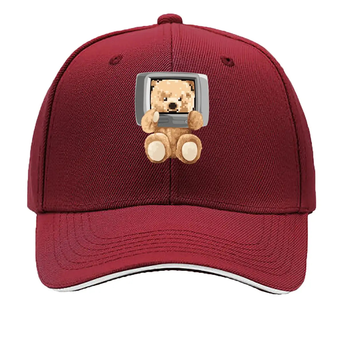 Kawaii Pixel Bear Computer Screen Cute Retro Art Baseball Cap