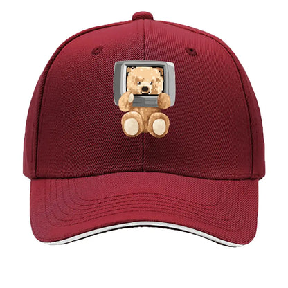 Kawaii Pixel Bear Computer Screen Cute Retro Art Baseball Cap