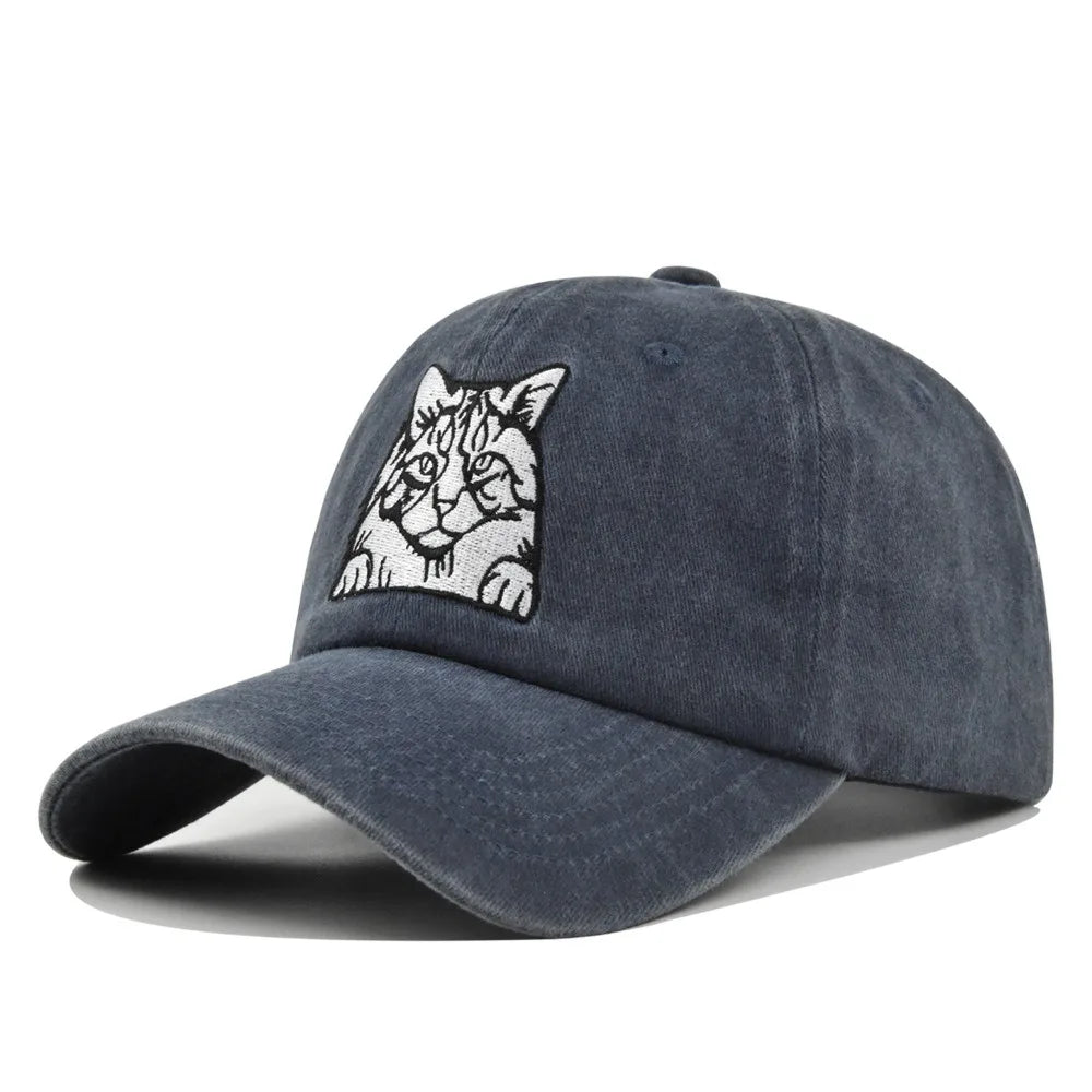 Vintage Cat Embroidery Baseball Cap