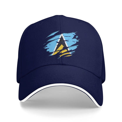 Saint Lucia Flag Sun Baseball Cap