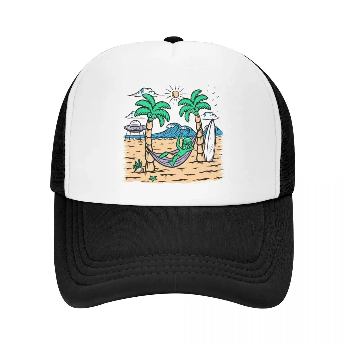 Custom Summer Beach Alien Surfing Baseball Cap