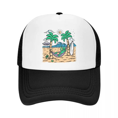 Custom Summer Beach Alien Surfing Baseball Cap