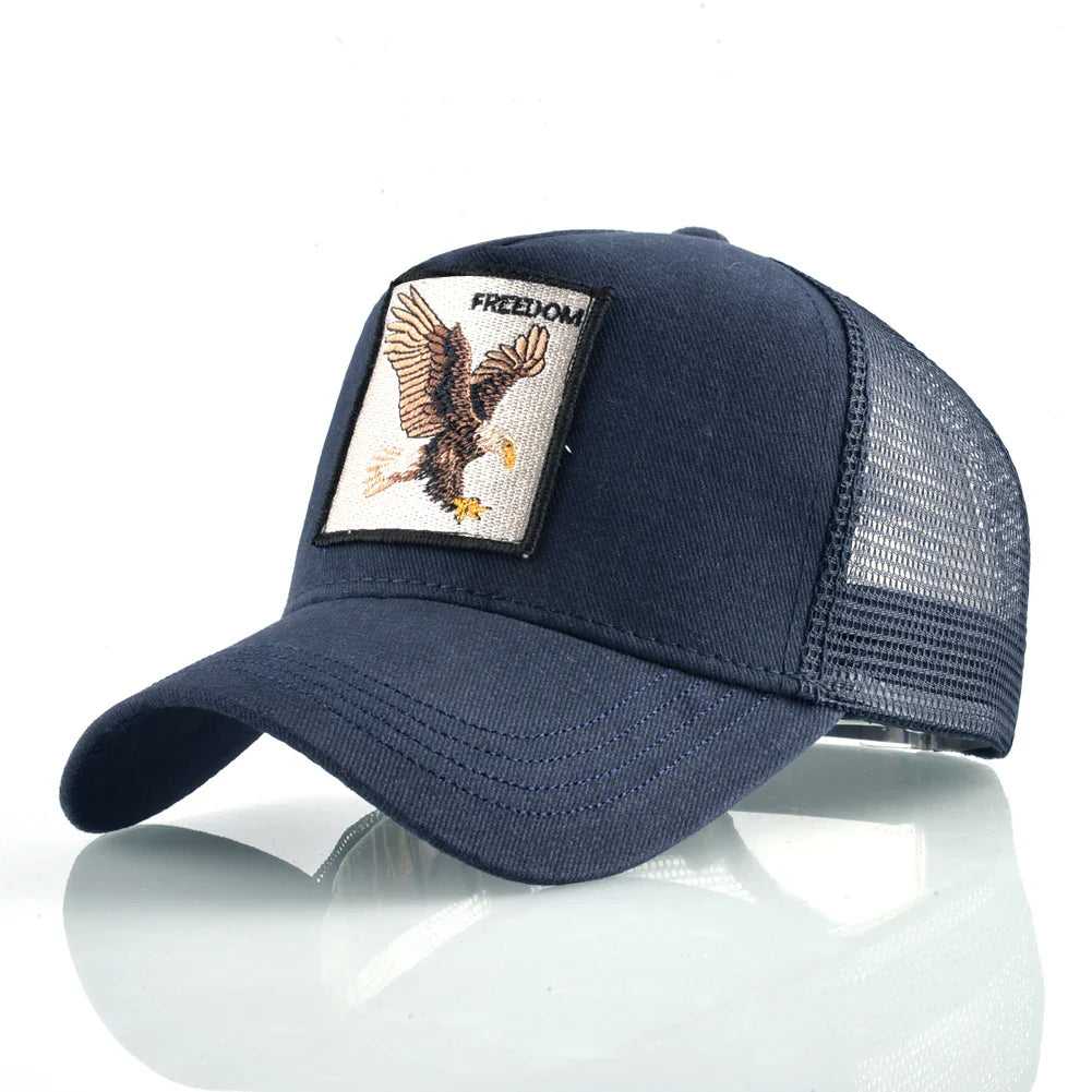 Fashion Trucker Caps With Embroidery Goat Patch