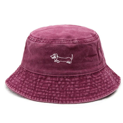 Cute Design Cotton Washed Bucket Hat Vintage Fishing Hat for Dog Owners