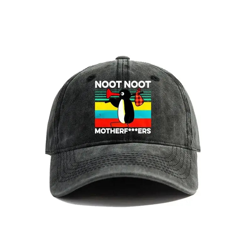 Noot Noot Pingu Distressed Baseball Cap Angry Pingu
