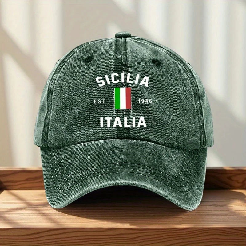 Italian Flag Baseball Cap MAROON With Sicily EST 946