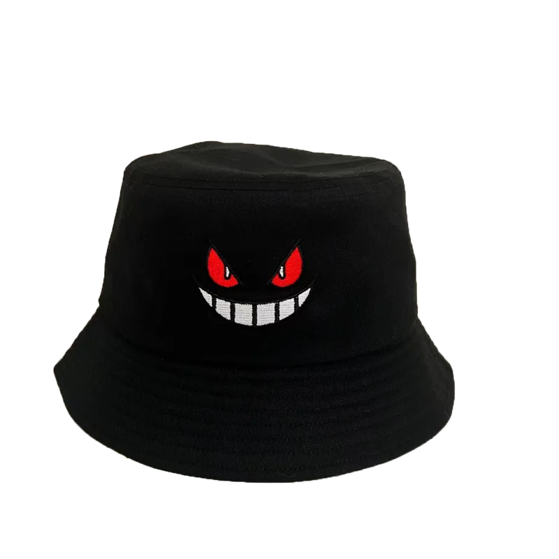Unisex Light Board Solid Color Big Eyes Embroideried Hats Bucket Hat