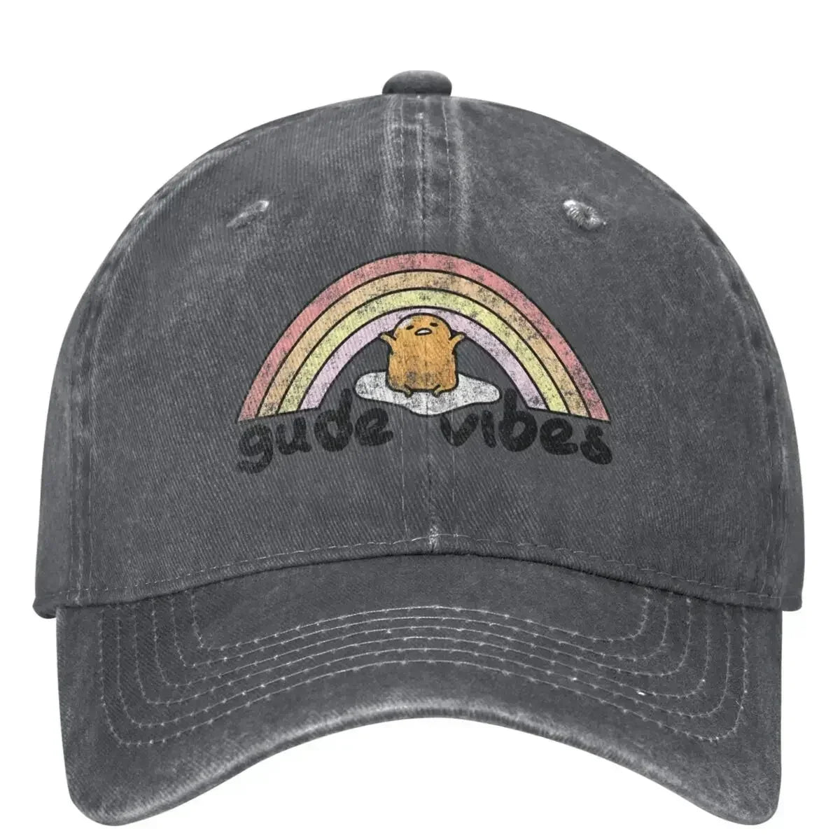 Gude Vibes Good Vibes Rainbow Washed Baseball Cap