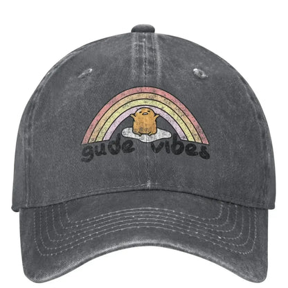 Gude Vibes Good Vibes Rainbow Washed Baseball Cap