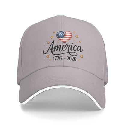 Flag Heart 1776 2026 July 4th 250th Birthday Sun Baseball Cap
