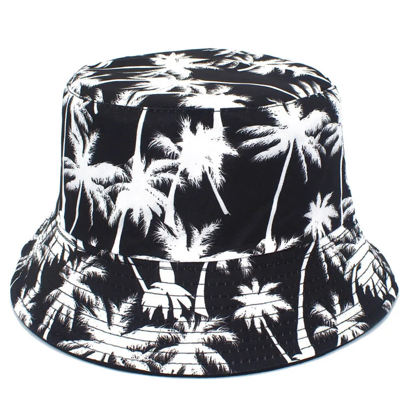 Retro Style Fashionable Printed Maple Leaf Fisherman Hat Bucket Hat