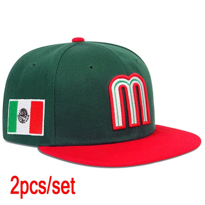 Fashion M Letter Mexico Flag Embroidery Baseball Cap Cotton Snapback Caps