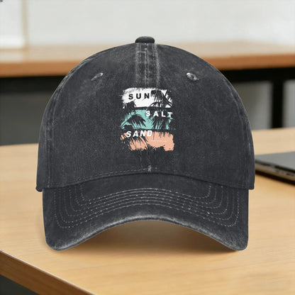 Baseball Cap Funny Sun Salt Sand Vacation Beach Vintage 70s Retro Cute Summer