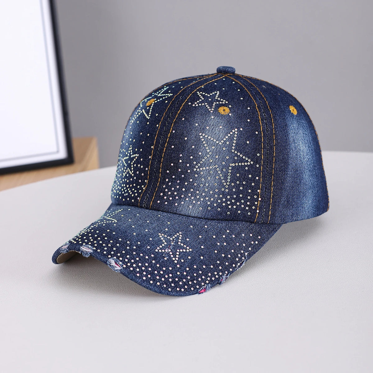 Vintage Chic Style Star-Shaped Rhinestone Five-Pointed Star Baseball Cap