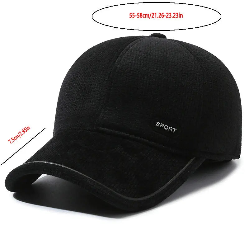 Warm Winter Baseball Cap with Ear Flaps For Men