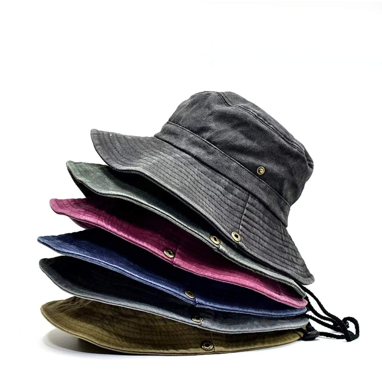 1PC Washed Cotton Bucket Hats Spring Summer Men Women