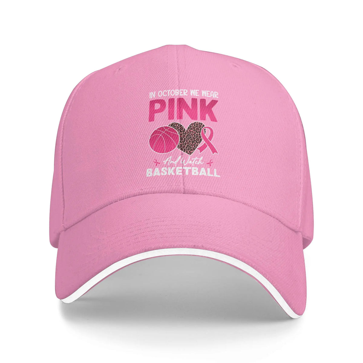 October We Wear Pink Rainbow Breast Cancer Awareness Ribbon Sandwich Cap Baseball Cap
