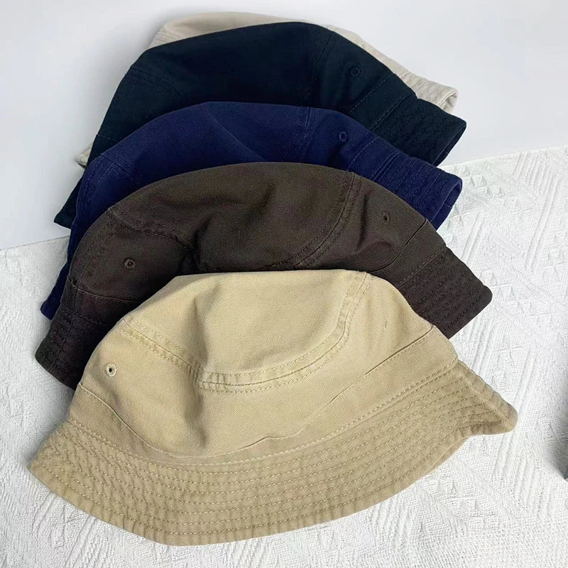 Japanese Style Cotton Simple Bucket Hat For Men Women