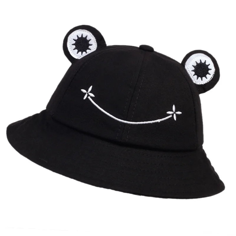 New Frog Shaped Parent Child Fisherman Hat Bucket Hat With Embroidery For Men Women