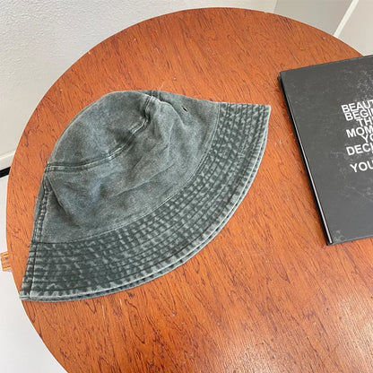 Outdoor Fisherman Hat Vintage Washed Cotton Bucket Hats Summer Women Panama Hat