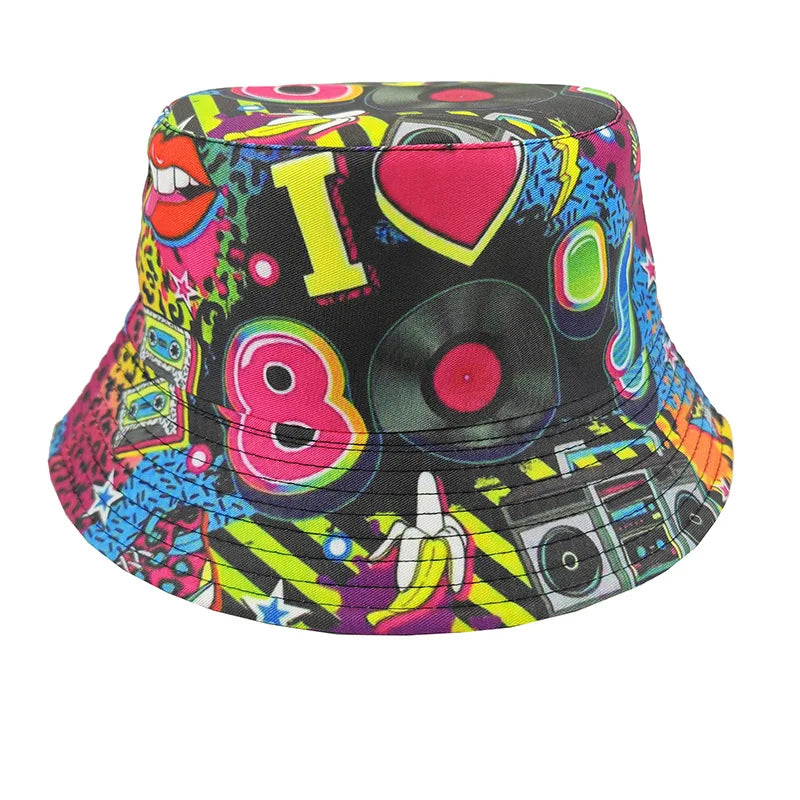 New Fashion Graffiti Sunscreen Bucket Hats Fashion Letter Print Fisherman