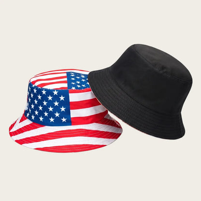 Unisex Patriotic American Flag Bald Eagle Print Bucket Hat