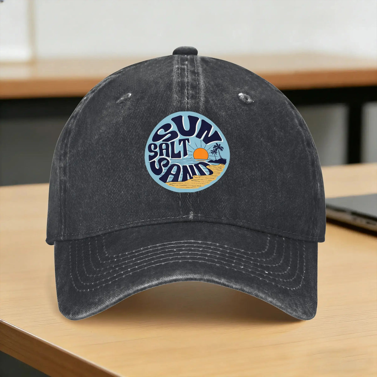 Baseball Cap Funny Sun Salt Sand Vacation Beach Vintage 70s Retro Cute Summer