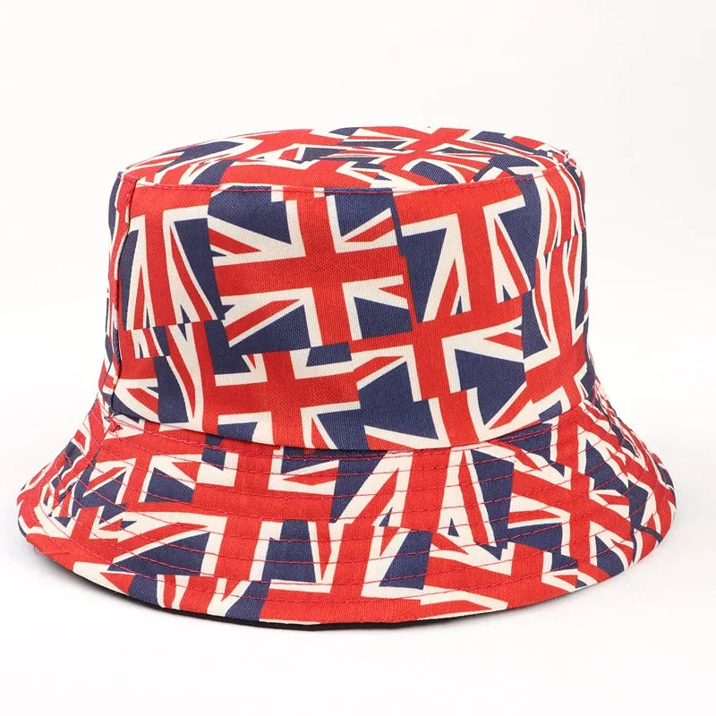 Reversible Union Jack Print Bucket Hat Fisherman Hat For Women Men