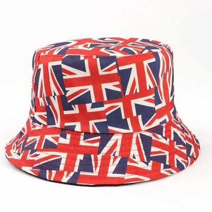Reversible Union Jack Print Bucket Hat Fisherman Hat For Women Men