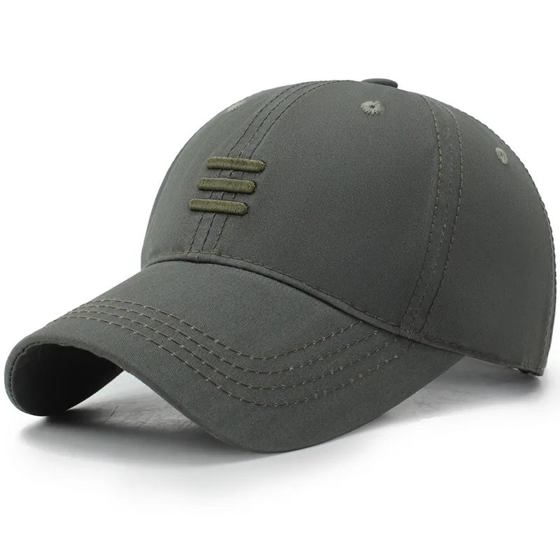 Three Horizontal Lines Embroidery Baseball Caps
