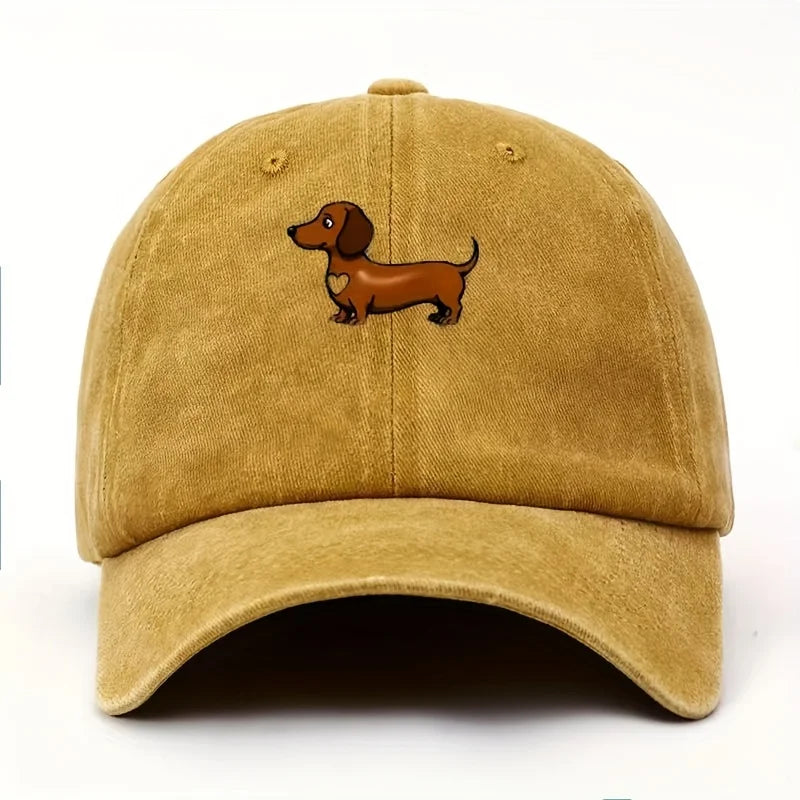 Cute Sausage Dog Pattern Printed Baseball Caps