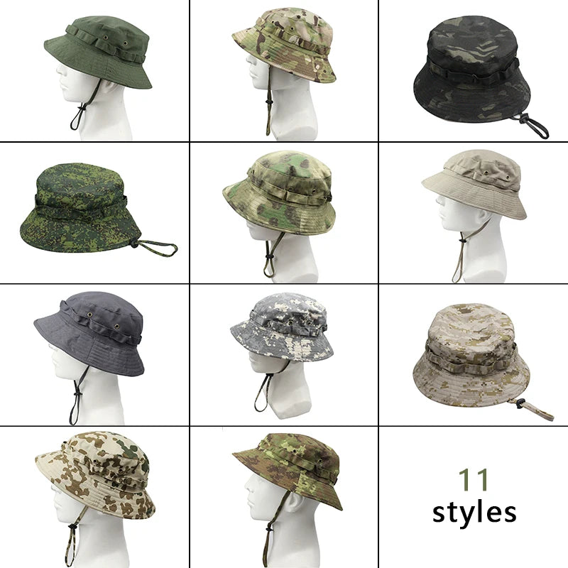 Men's Panama Hat Bucket Hat Tactical Sunscreen Camouflage Outdoor Travel Climbing