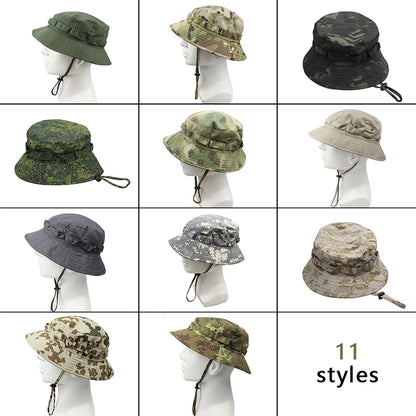 Men's Panama Hat Bucket Hat Tactical Sunscreen Camouflage Outdoor Travel Climbing