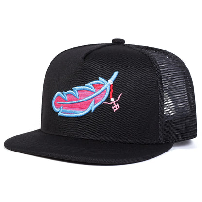 Unisex Colorful Feather Embroidery Hip-hop Snapback Caps