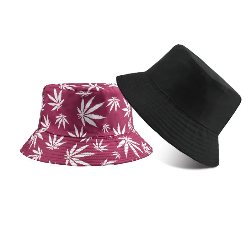 Retro Style Fashionable Printed Maple Leaf Fisherman Hat Bucket Hat