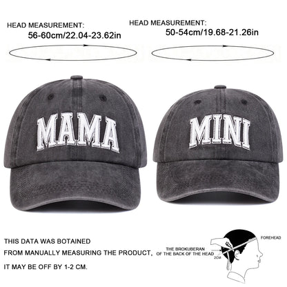 Unisex Parent Child 3D MAMA/MINI Embroidery Wash Baseball Caps Spring Autumn
