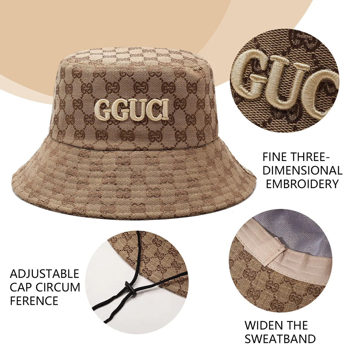 Unisex Black and White Embroidered Letters Personalized Bucket Hat