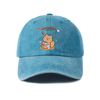 Cute Capybara Friends Vintage Washed Baseball Cap