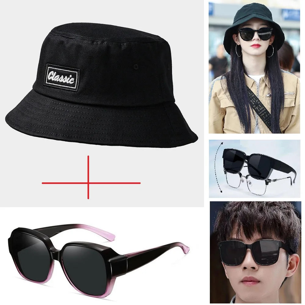 Men Women Big Head Bucket Hats Beach Oversize Sun Cap