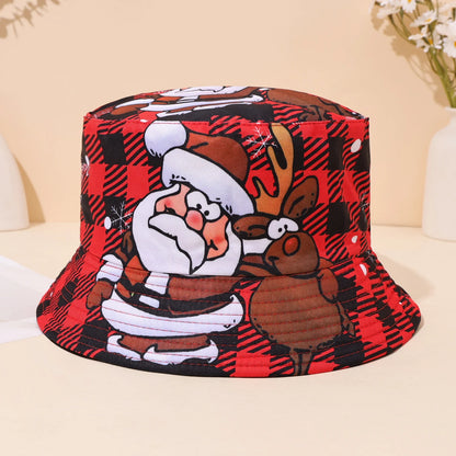 Santa Claus Pattern Fisherman Hat New Christmas Printed Basin Hat Sun Hat