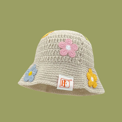 Hook flower Colorful Gradient knittingWoolen Hat Women's