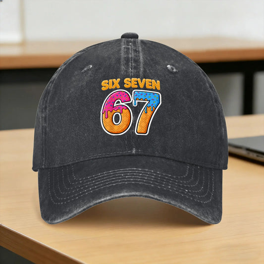 Six Seven Ice Cream Drip Gen Alpha Slang Funny 6 7 Meme Casual Baseball Cap