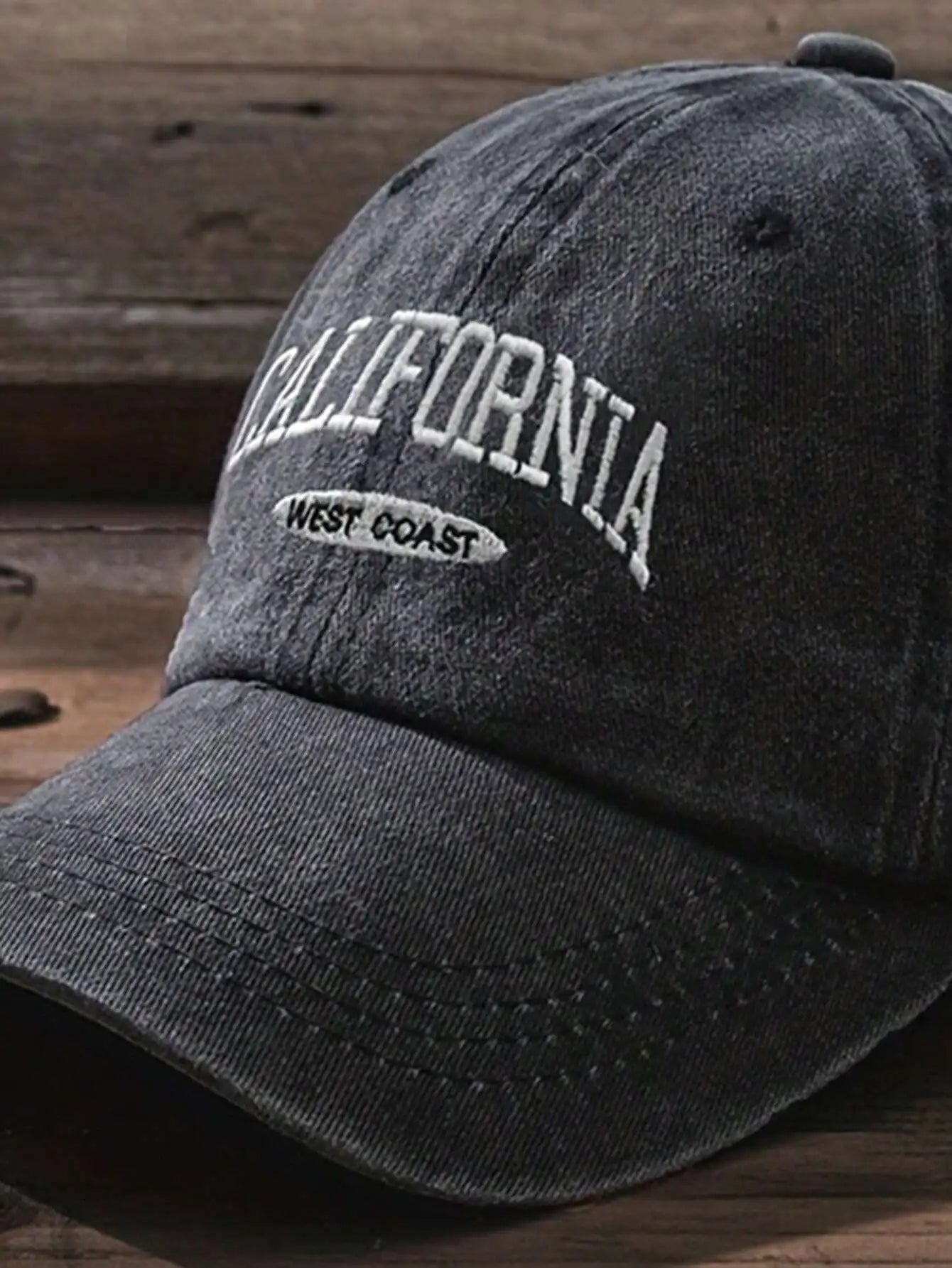 Vintage Embroidered Letter Wide Brim Baseball Cap